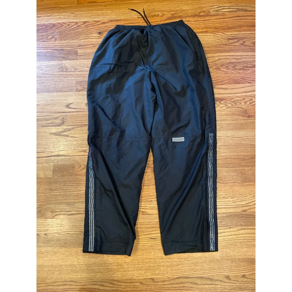 Adidas Mens Track Pants XL Black Vintage 90s Baggy Snap Sides Stripes Logo
